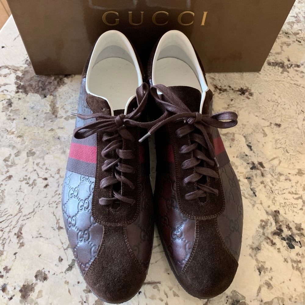 Gucci Sneakers Pelle Gomma Antigua - Chocolate